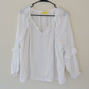ROLLER RABBIT 100% Cotton Lightweight Casual Long Sleeve Blouse White Size Large